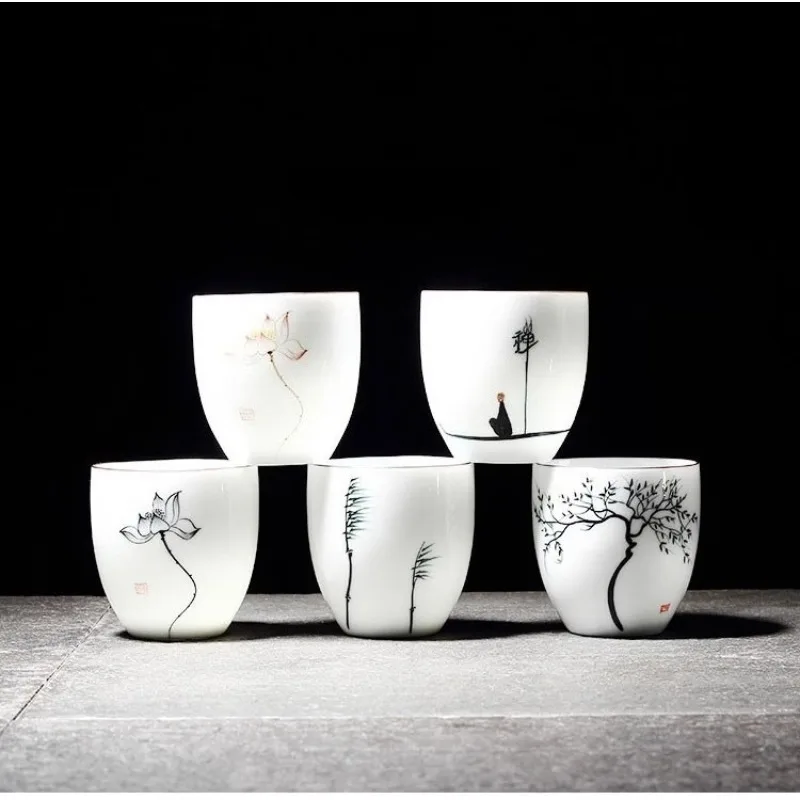 Tea Coffee Utensils - 1PC Hand Drawn Ceramic Tea Cup