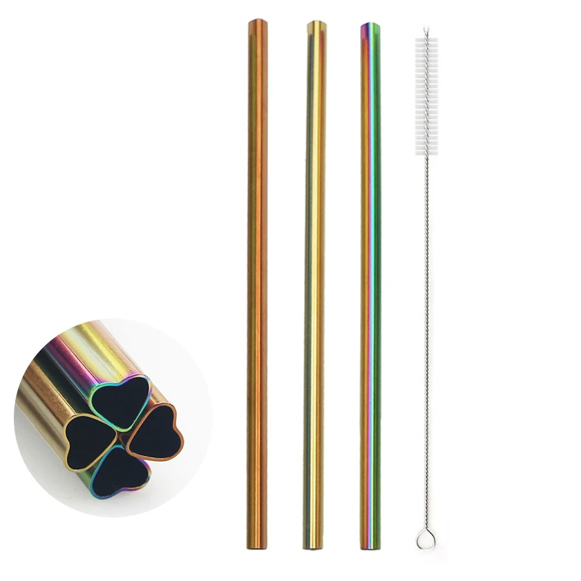 Juice Tea Coffee - 3Pcs Reusable Heart Shaped Drinking Straw