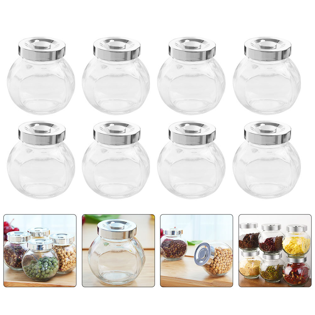 Coffee And Tea Glass - 8Pcs Glass Sealed Storage Jars Multipurpose