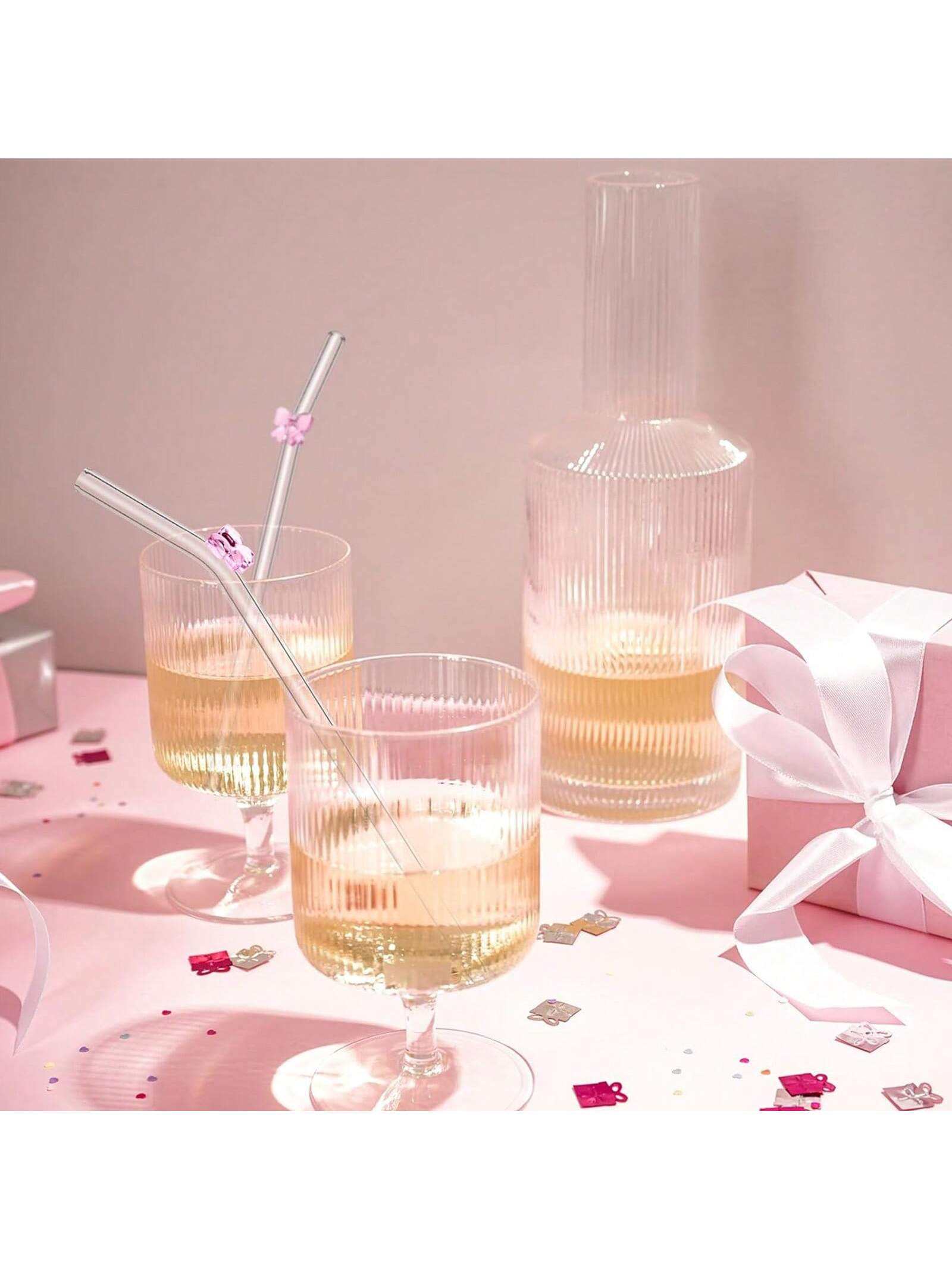 7PCS Reusable Bow Glass Straws - Juice Tea Coffee review and price