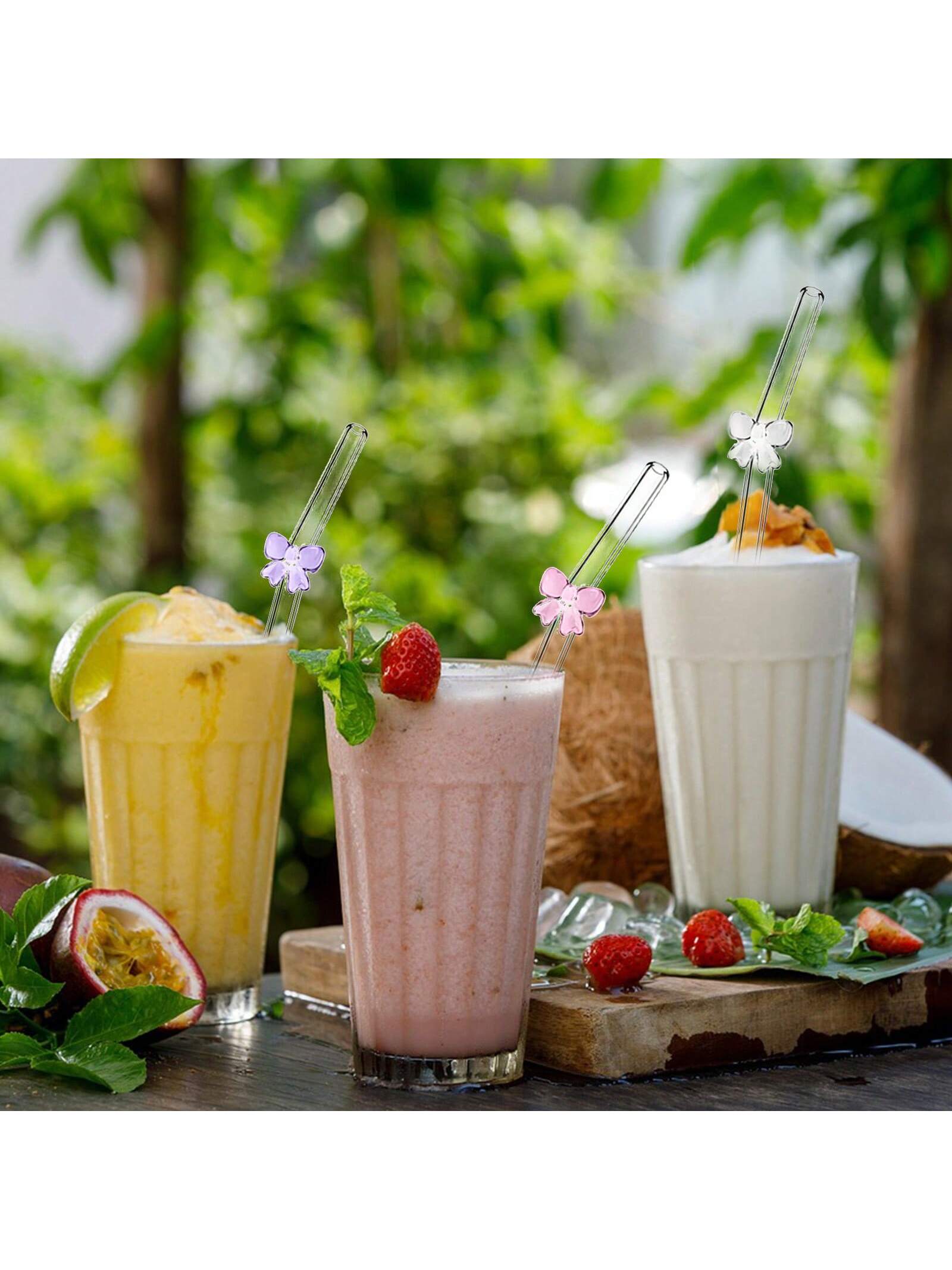 7PCS Reusable Bow Glass Straws - Juice Tea Coffee review and price